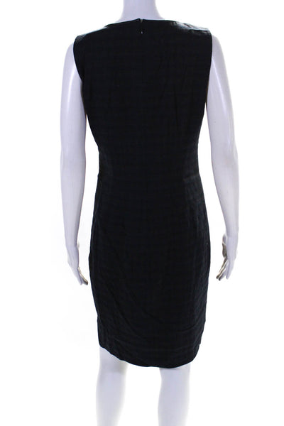 Elie Tahari Womens Back Zip Sleeveless Keyhole Plaid Dress Navy Wool Size 6