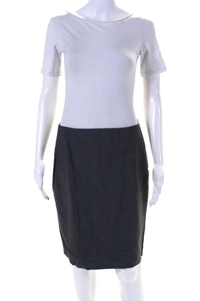 Elie Tahari Womens Back Zip Knee Length Pencil Skirt Gray Size 6