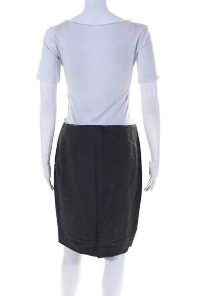 Elie Tahari Womens Back Zip Knee Length Pencil Skirt Gray Size 6