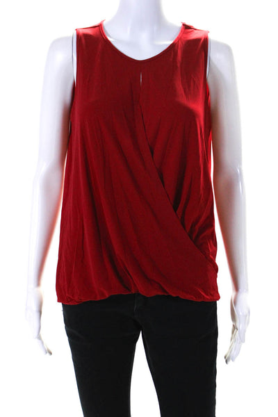 Elie Tahari Womens Sleeveless Scoop Neck Knit Draped Top Red Size Small