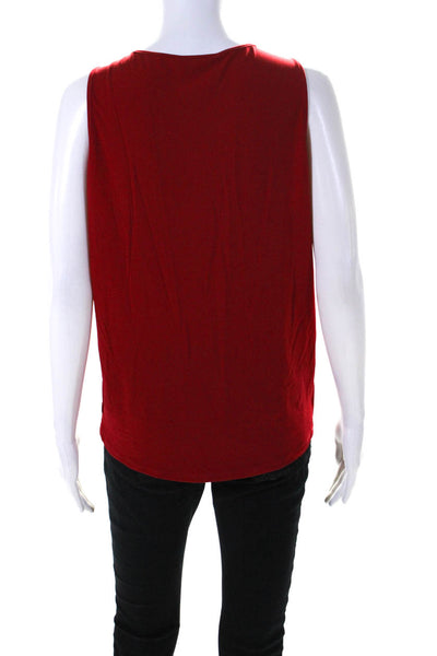 Elie Tahari Womens Sleeveless Scoop Neck Knit Draped Top Red Size Small