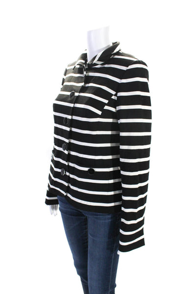 Nina Mclemore Women's Collared Long Sleeves Unlined Blazer Black Stripe Size 0