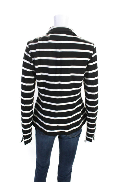 Nina Mclemore Women's Collared Long Sleeves Unlined Blazer Black Stripe Size 0