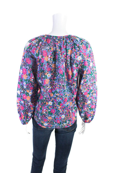 Rails Women's Round Neck Long Sleeves Quarter Button Floral Blouse Size XS