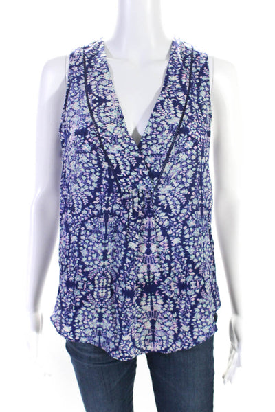 Rebecca Taylor Women's V-Neck Sleeveless Floral Silk Blouse Size 2