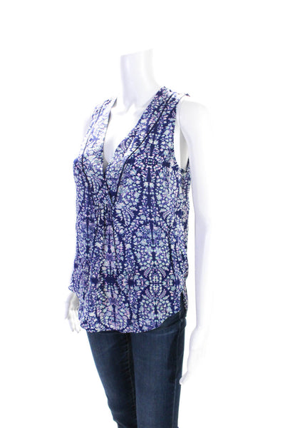 Rebecca Taylor Women's V-Neck Sleeveless Floral Silk Blouse Size 2