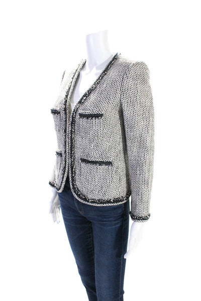 J Crew Womens Spotted Cotton Tweed Hook Eye Closure Jacket White Size 0