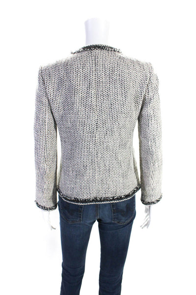 J Crew Womens Spotted Cotton Tweed Hook Eye Closure Jacket White Size 0