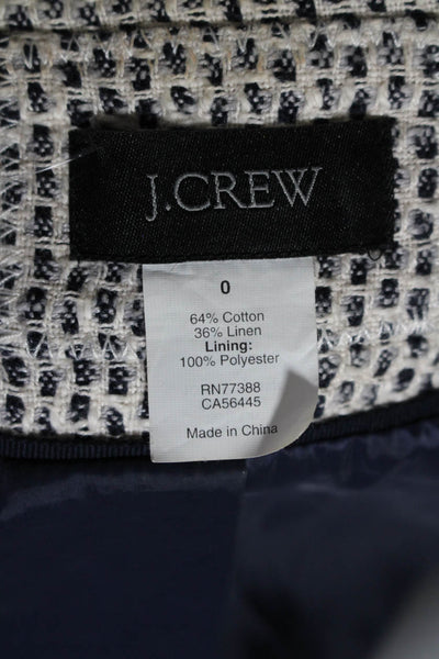 J Crew Womens Spotted Cotton Tweed Hook Eye Closure Jacket White Size 0