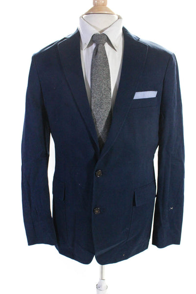 Cremieux Men's Long Sleeves Collared Lined Two Button Jacket Navy Blue Size M