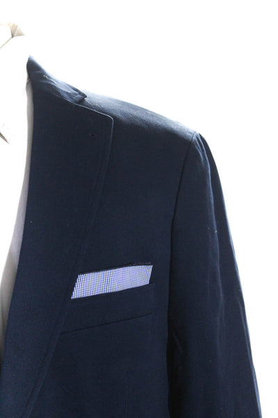 Cremieux Men's Long Sleeves Collared Lined Two Button Jacket Navy Blue Size M