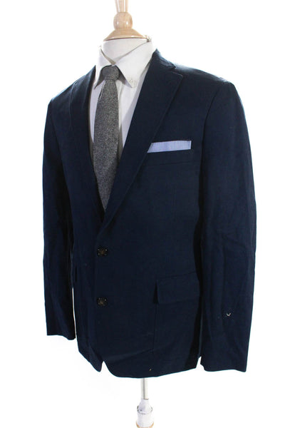 Cremieux Men's Long Sleeves Collared Lined Two Button Jacket Navy Blue Size M