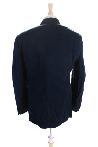 Cremieux Men's Long Sleeves Collared Lined Two Button Jacket Navy Blue Size M