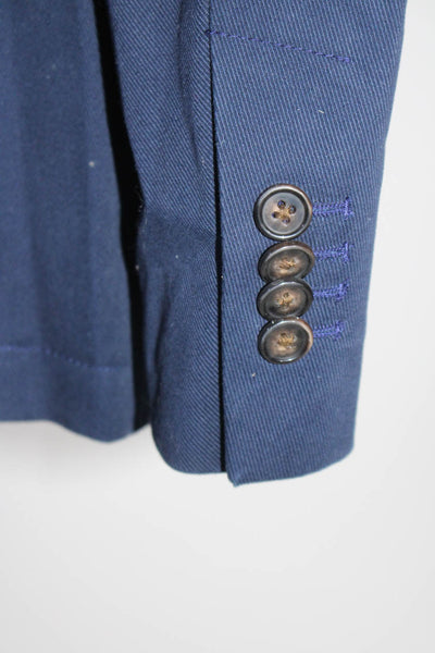 Cremieux Men's Long Sleeves Collared Lined Two Button Jacket Navy Blue Size M