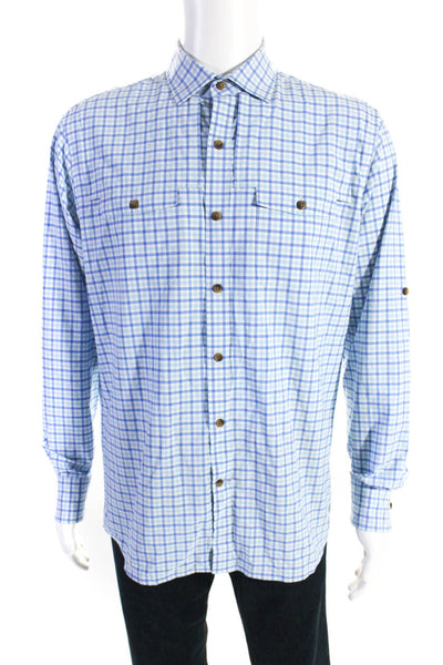 Peter Millar Men's Collared Long Sleeves Button Down Plaid Shirt Sz M