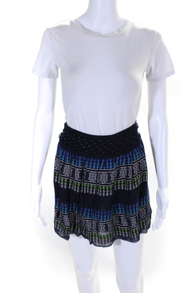 Free People Women's Elastic Pull-On Lined Flare Mini Skirt Blue Size 4