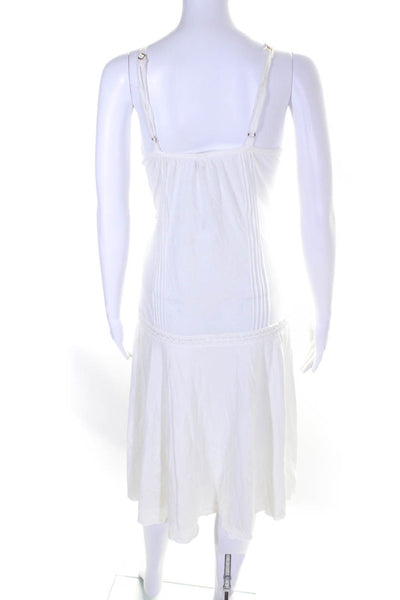 Joie Womens Cotton Lace Trim Drawstring V Neck A Line Dress White Size M