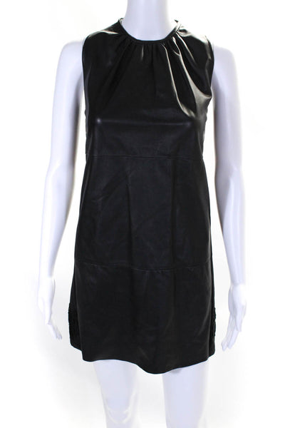 Blugirl Blumarine Women's Sleeveless Faux Leather Mini Dress Black Size 40