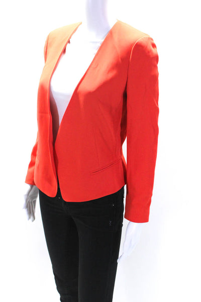 Rebecca Taylor Womens Orange Open Front Long Sleeve Lined Blazer Size 0