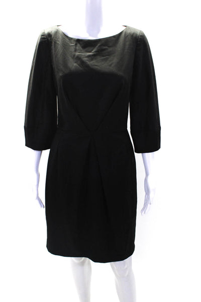 Trina Turk Womens Long Sleeves Inverted Pleat Front Dress Black Wool Size 6