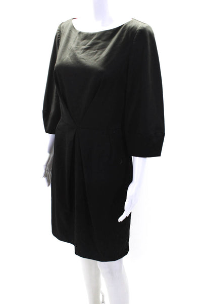 Trina Turk Womens Long Sleeves Inverted Pleat Front Dress Black Wool Size 6