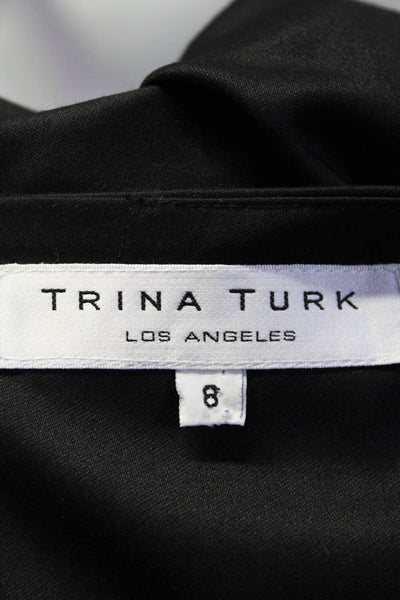 Trina Turk Womens Long Sleeves Inverted Pleat Front Dress Black Wool Size 6