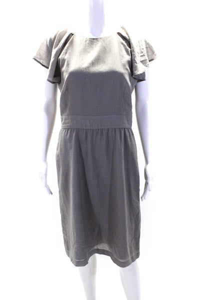 Tocca Womens Short Wing Sleeves Knee Length Sheath Dress Grey Wool Size 8