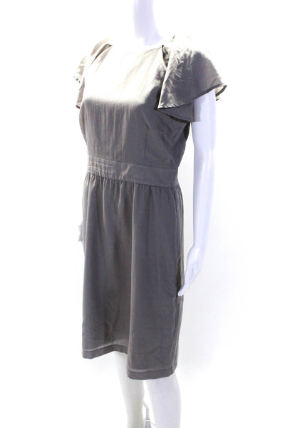 Tocca Womens Short Wing Sleeves Knee Length Sheath Dress Grey Wool Size 8