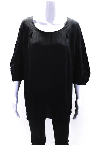 Marni Womens Short Puffy Sleeves Pullover Blouse Jet Black Size EUR 42