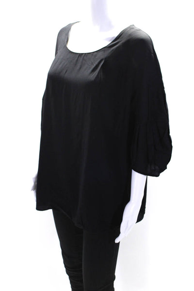 Marni Womens Short Puffy Sleeves Pullover Blouse Jet Black Size EUR 42