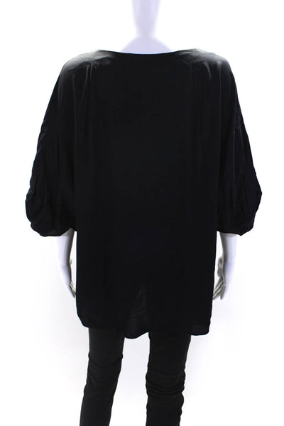 Marni Womens Short Puffy Sleeves Pullover Blouse Jet Black Size EUR 42