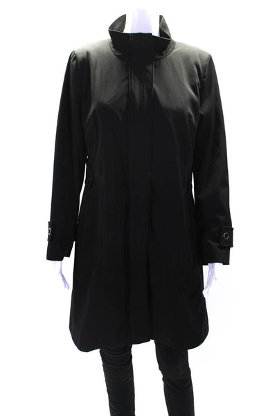 Donatella Womens Black Full Zip Pockets Long Sleeve Coat Jacket Size 8P