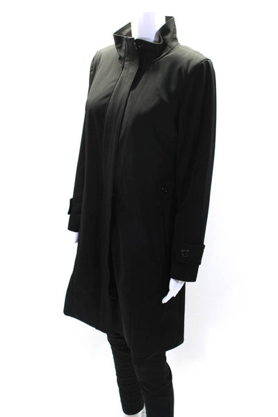 Donatella Womens Black Full Zip Pockets Long Sleeve Coat Jacket Size 8P