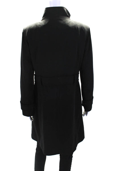 Donatella Womens Black Full Zip Pockets Long Sleeve Coat Jacket Size 8P