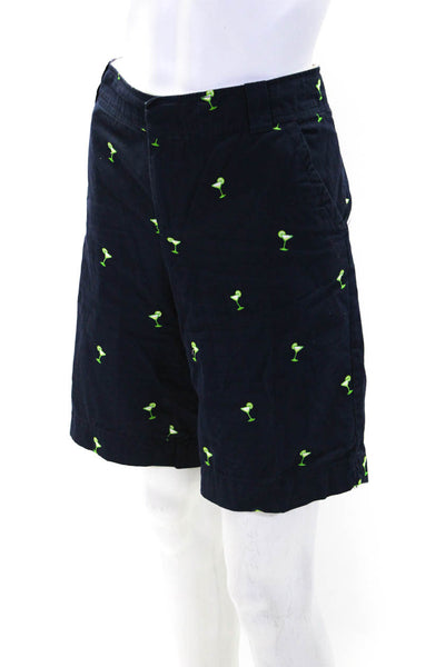 Lilly Pulitzer Womens Embroidered Martini Chino Shorts Navy Green Size 12