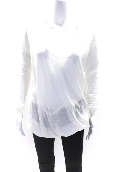 Twinset Womens Sheer Thin Knit Scoop Cowl Neck Tunic Sweater White Size Medium