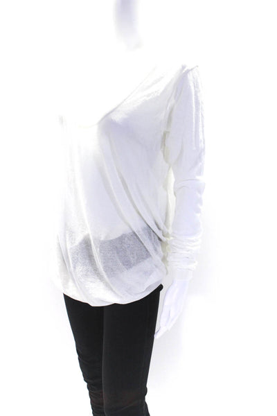 Twinset Womens Sheer Thin Knit Scoop Cowl Neck Tunic Sweater White Size Medium