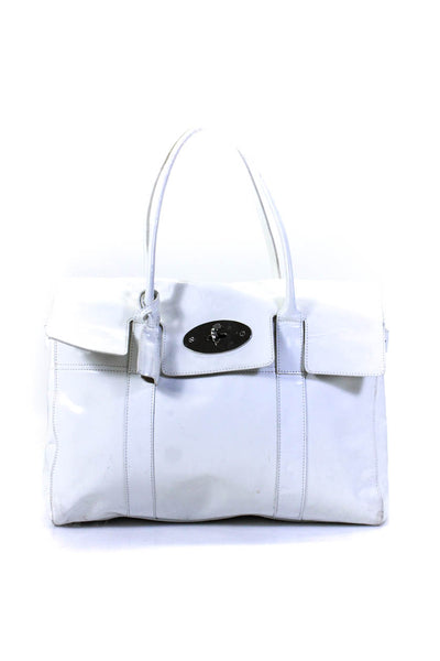 Mulberry Womens Leather Bayswater Rolled Handle Turnlock Tote Handbag White