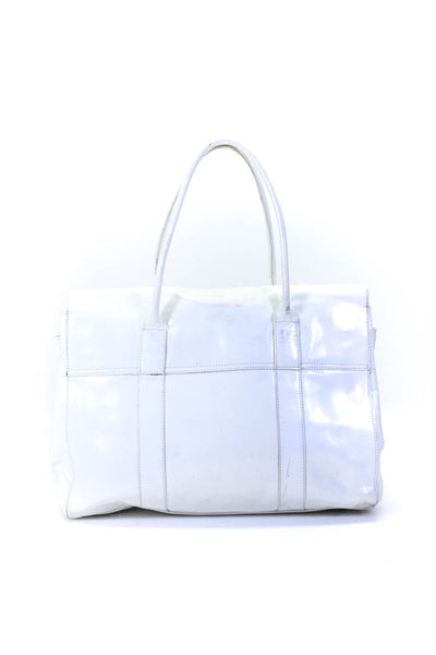 Mulberry Womens Leather Bayswater Rolled Handle Turnlock Tote Handbag White