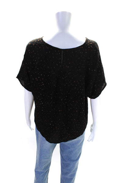 Madewell Womens Short Sleeve Oversized Metallic Polka Dot Shirt Black Size Small