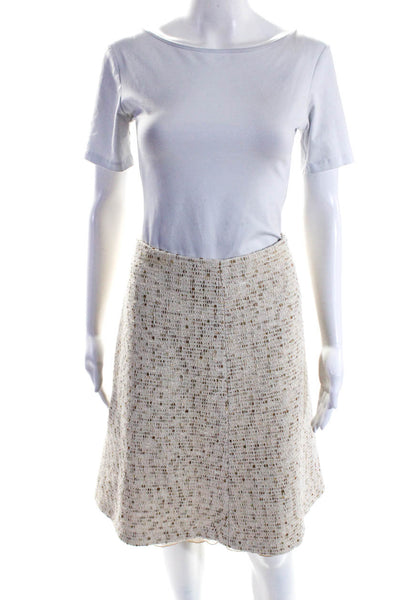 Salvatore Ferragamo Women's Hook Closure Lined A-Line Mini Skirt Cream Size 12