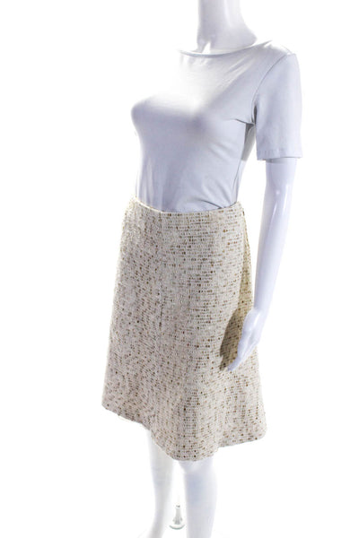 Salvatore Ferragamo Women's Hook Closure Lined A-Line Mini Skirt Cream Size 12