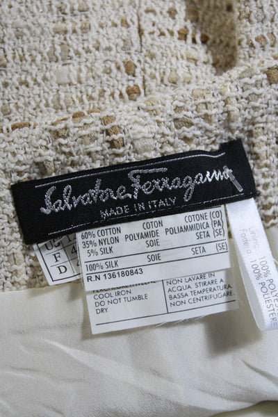 Salvatore Ferragamo Women's Hook Closure Lined A-Line Mini Skirt Cream Size 12