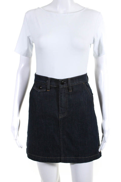 J Crew Womens Cotton Dark Wash A Line Denim Skirt Blue Size 23