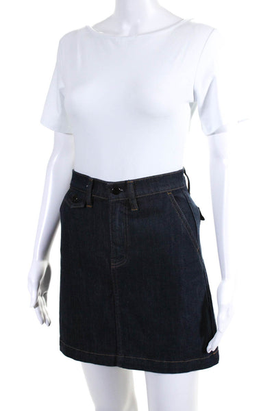 J Crew Womens Cotton Dark Wash A Line Denim Skirt Blue Size 23