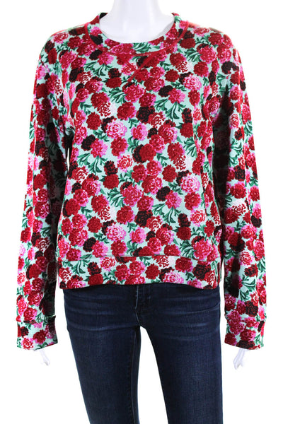 Marc Jacobs Womens Cotton Long Sleeve Floral Print Blouse Red Green Size M