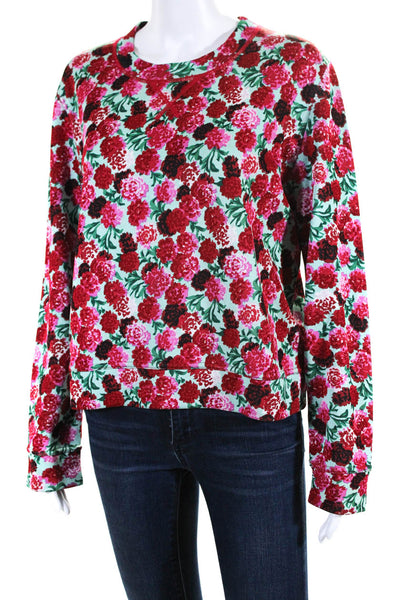 Marc Jacobs Womens Cotton Long Sleeve Floral Print Blouse Red Green Size M