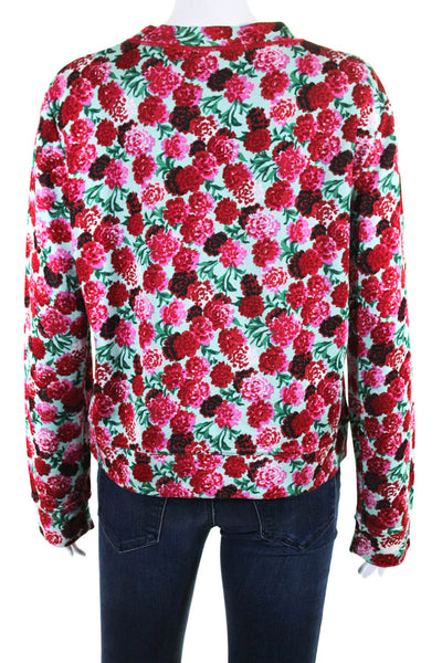 Marc Jacobs Womens Cotton Long Sleeve Floral Print Blouse Red Green Size M