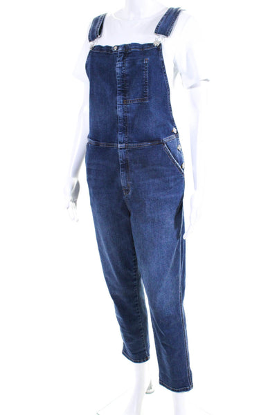 Current/Elliott Womens Cotton Straight Leg Medium Wash Overalls Blue Size 2