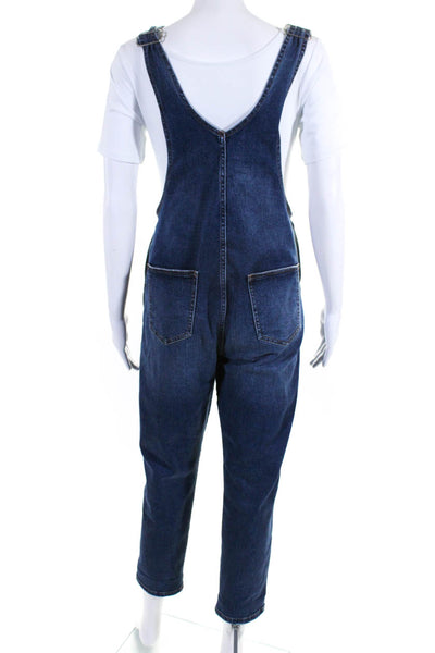 Current/Elliott Womens Cotton Straight Leg Medium Wash Overalls Blue Size 2